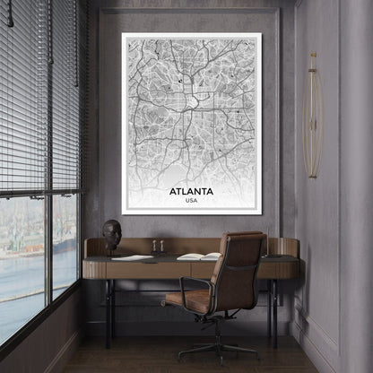 Map of Atlanta, USA Canvas Wall Art