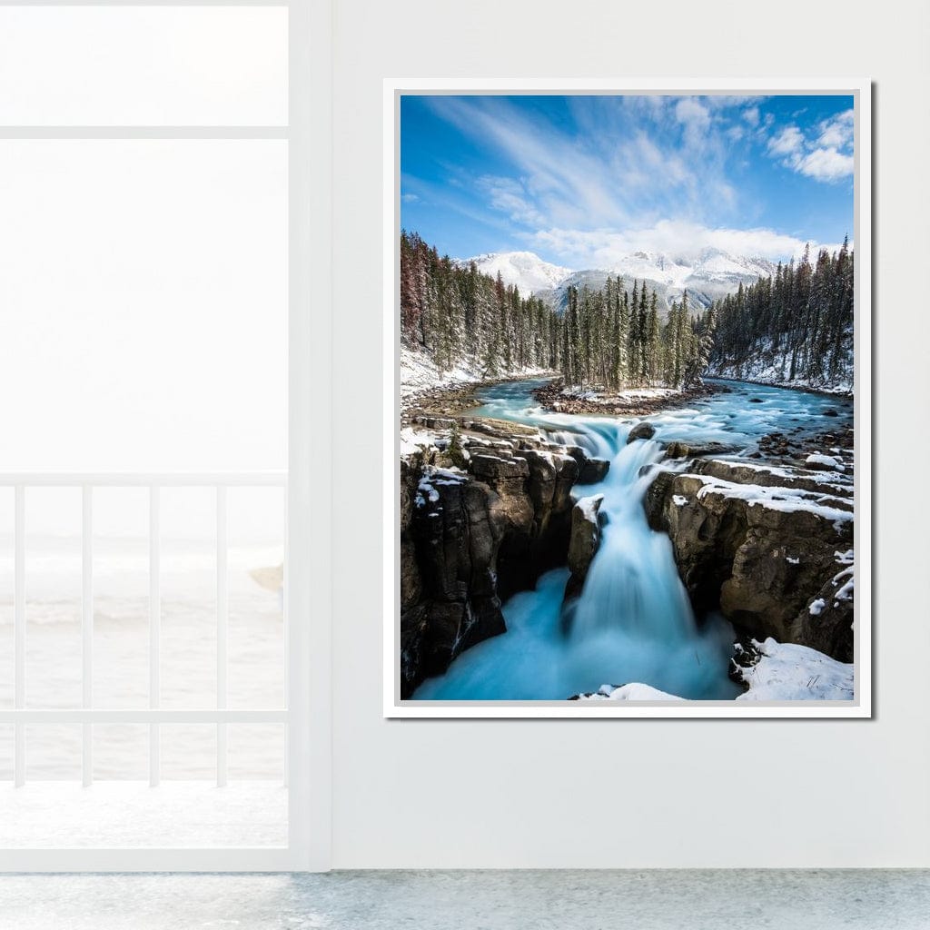 Snowy Sunwapta Falls Canvas Wall Art