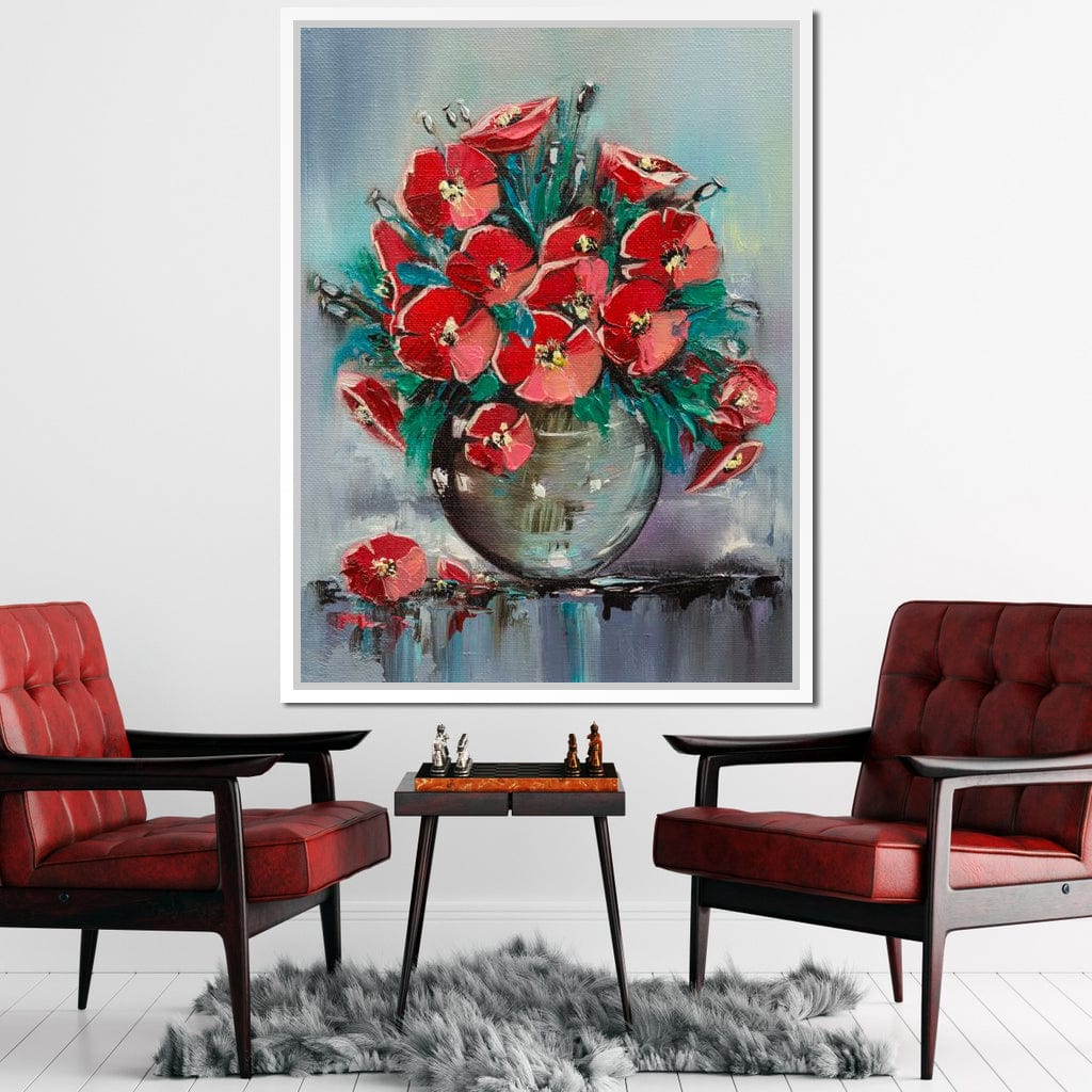 Vase with Poppies Canvas Wall Art