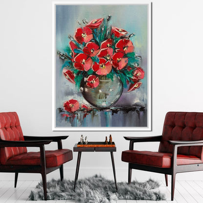 Vase with Poppies Canvas Wall Art