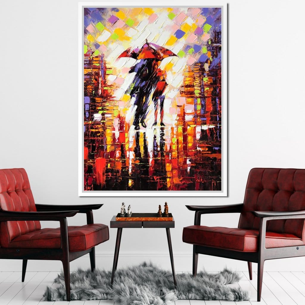 Enamoured Under The Umbrella Canvas Wall Art