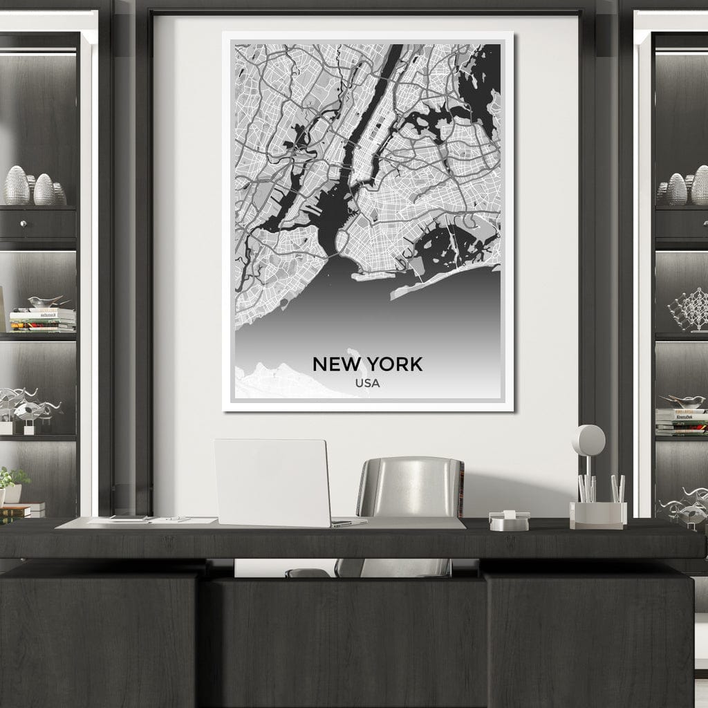 Map of New York City, USA Canvas Wall Art