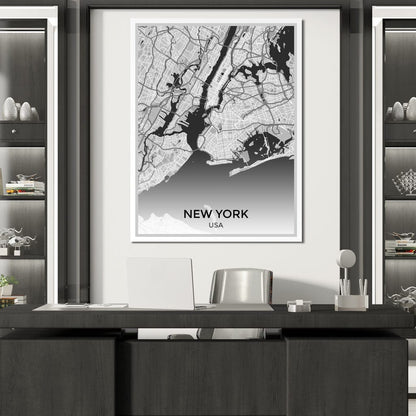 Map of New York City, USA Canvas Wall Art