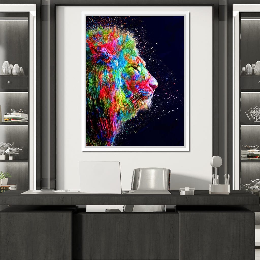 Colored Lion Canvas Wall Art