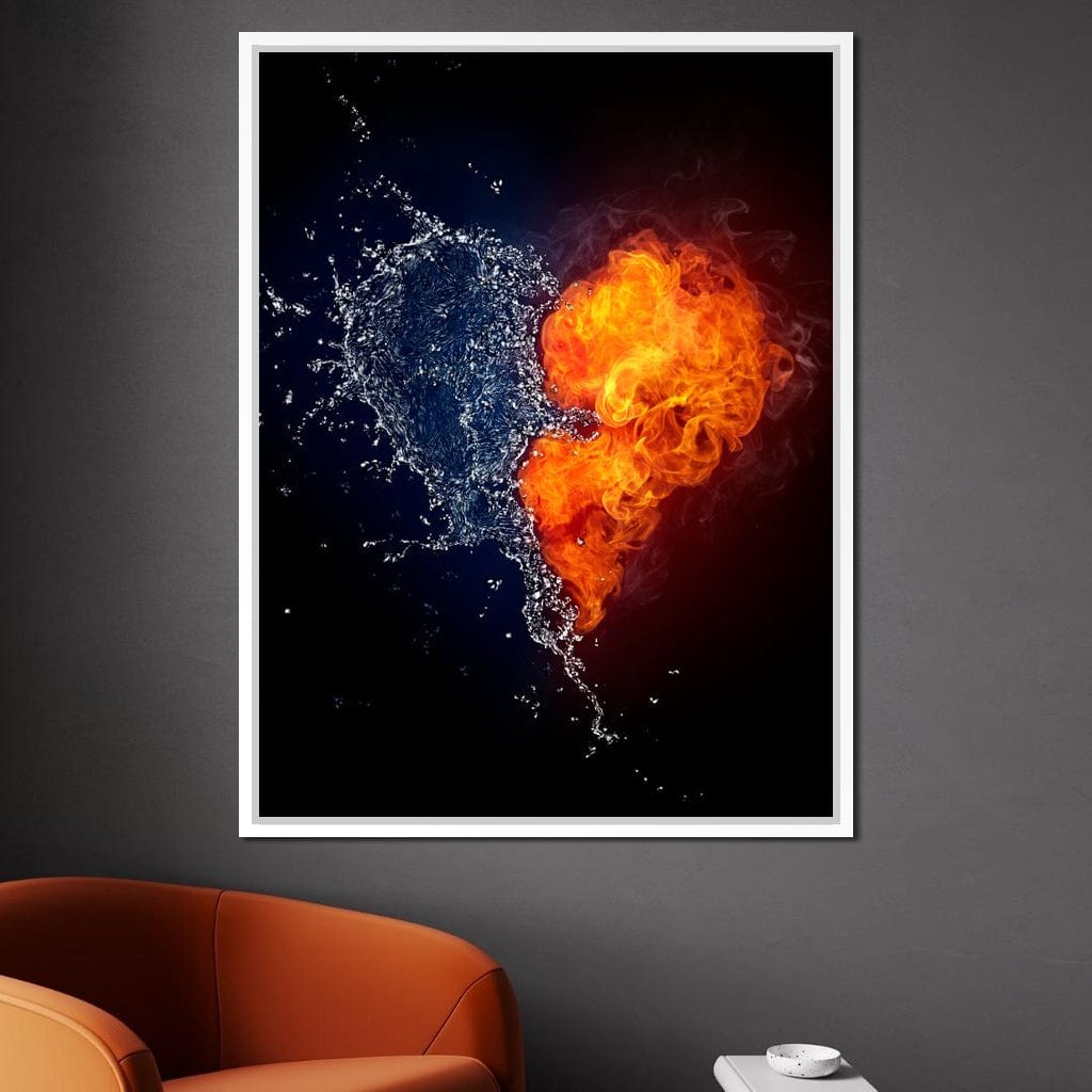 Fire and Water Love Canvas Wall Art