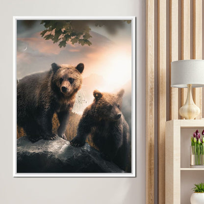 Sunset Bears Canvas Wall Art