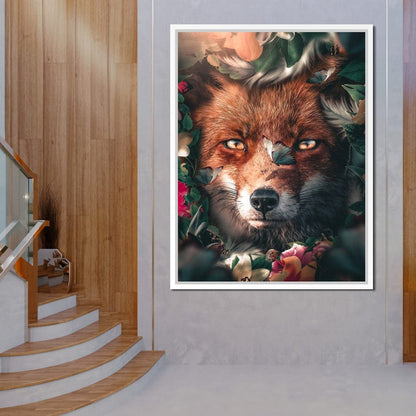 Floral Fox Canvas Wall Art