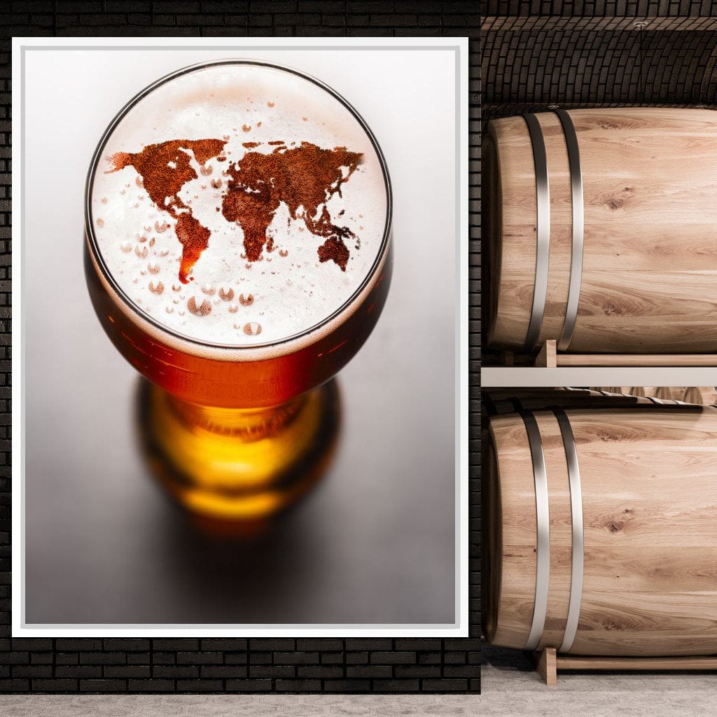 World Map Beer Canvas Wall Art