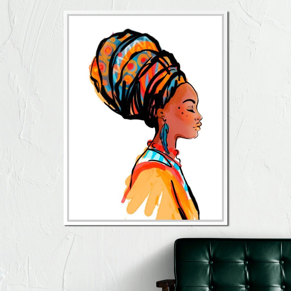 African Woman Turban Canvas Wall Art