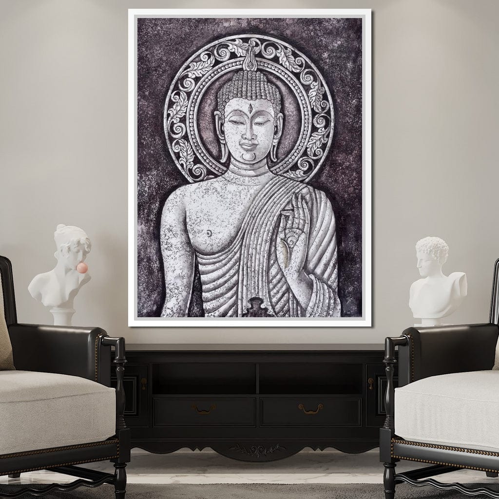 Grey Stone Buddha Canvas Wall Art
