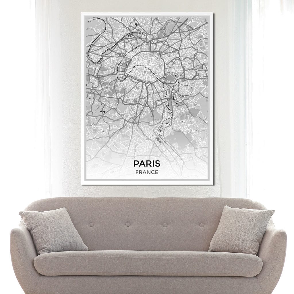 Map of Paris, France Canvas Wall Art