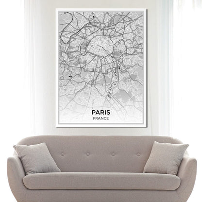 Map of Paris, France Canvas Wall Art