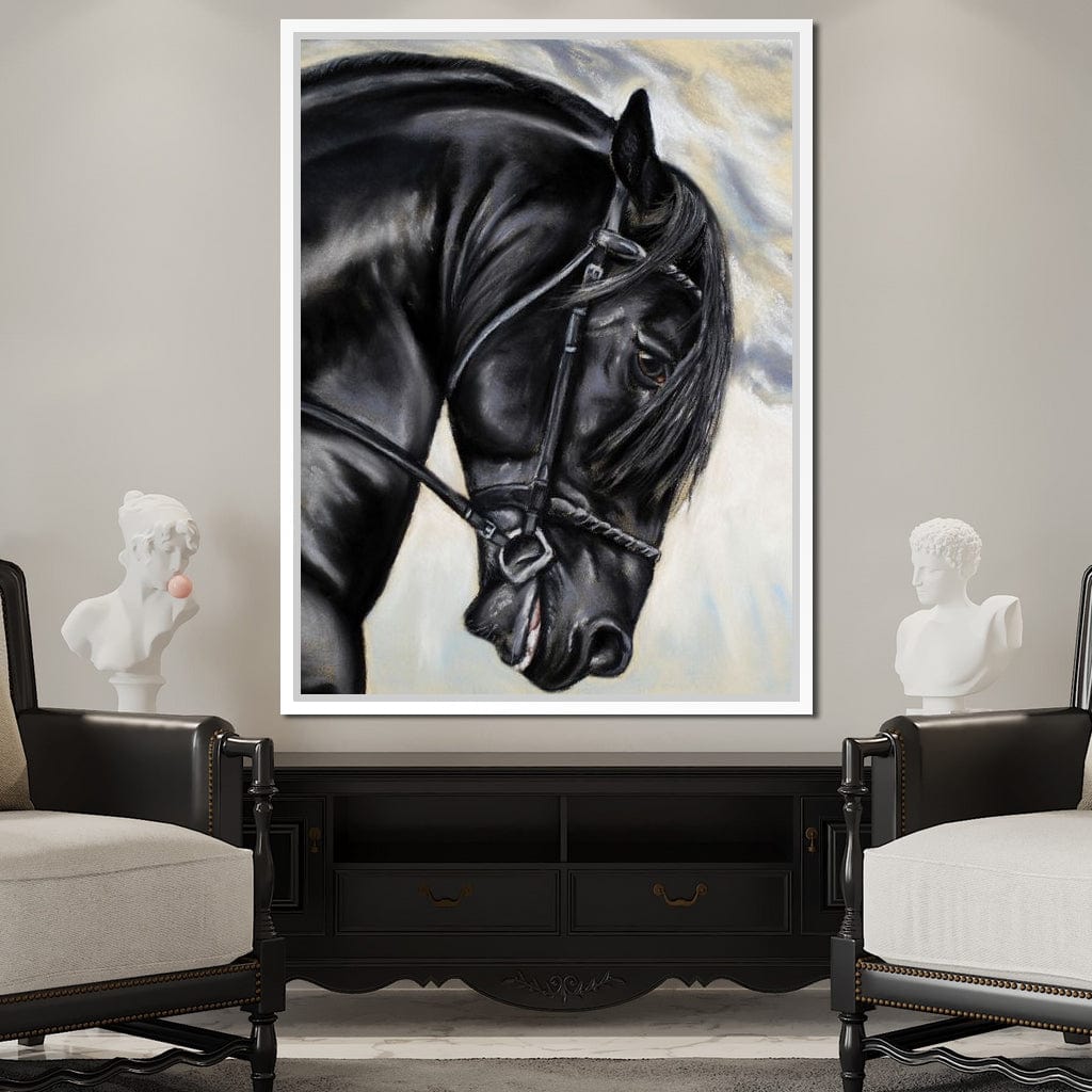 Black Friesian Horse Canvas Wall Art