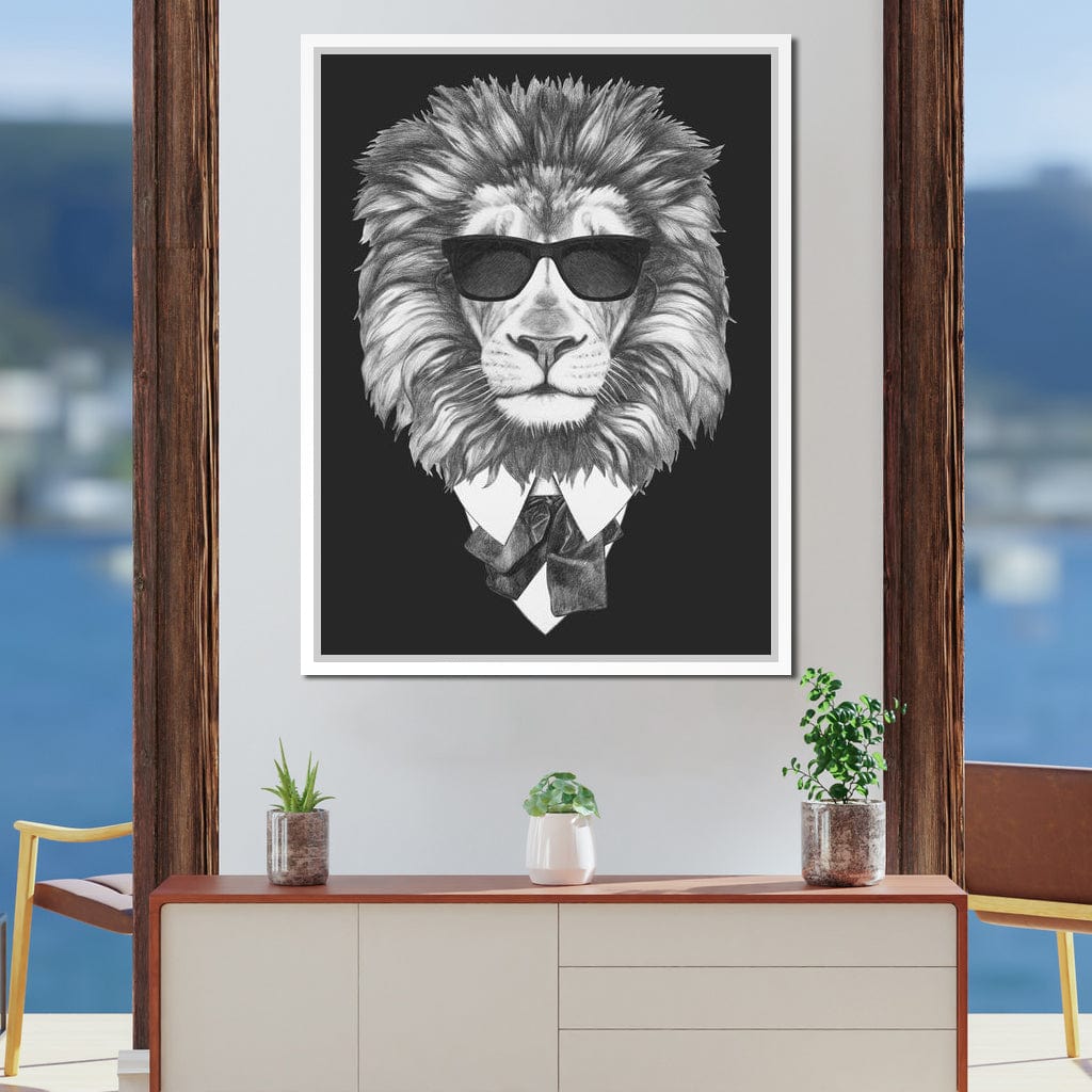 Dressed Up Lion Canvas Wall Art
