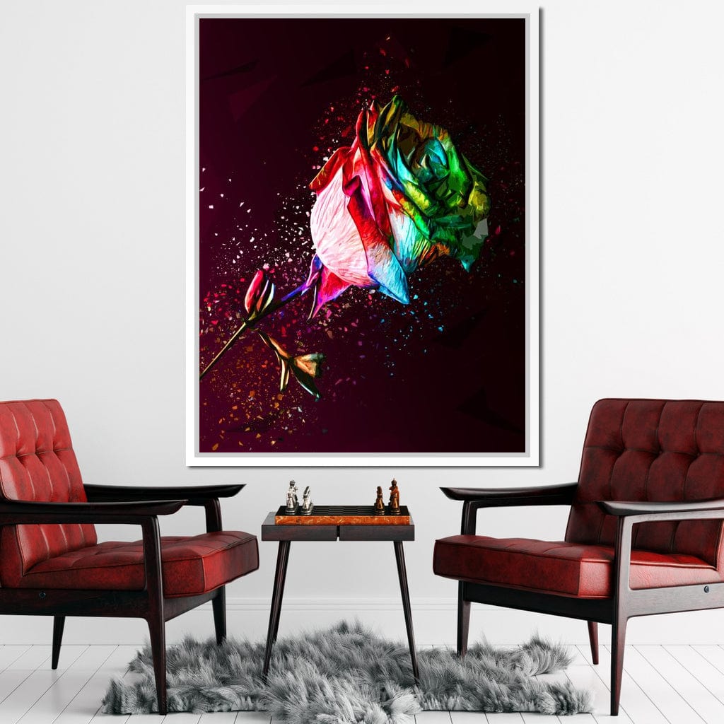 Colored Rose Canvas Wall Art