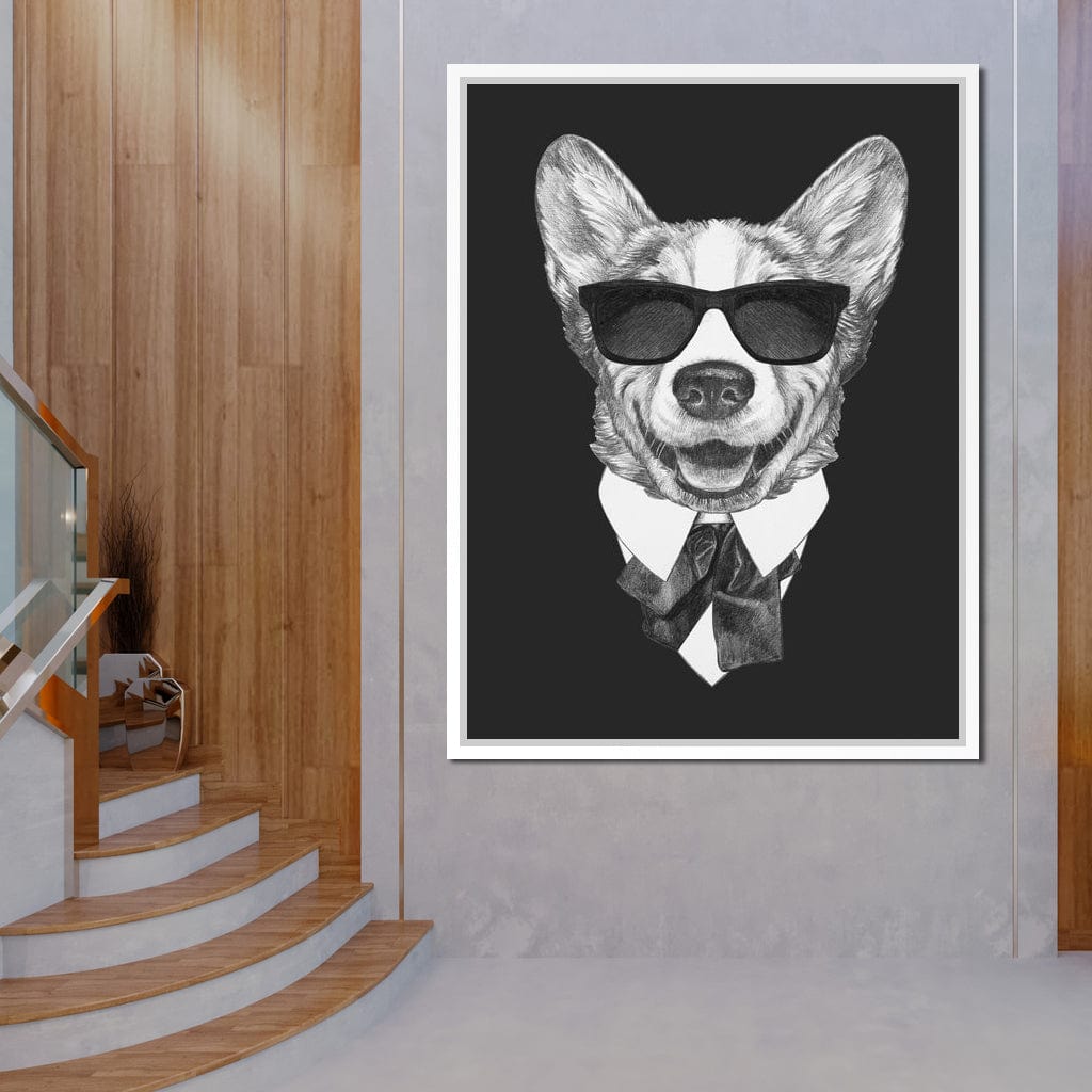 Dressed Up Corgi Canvas Wall Art