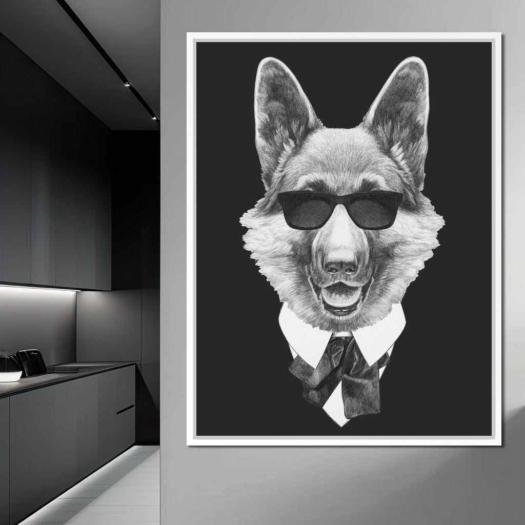 Dressed Up German Shepherd Canvas Wall Art