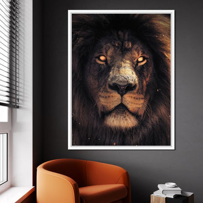 Scary Lion Canvas Wall Art
