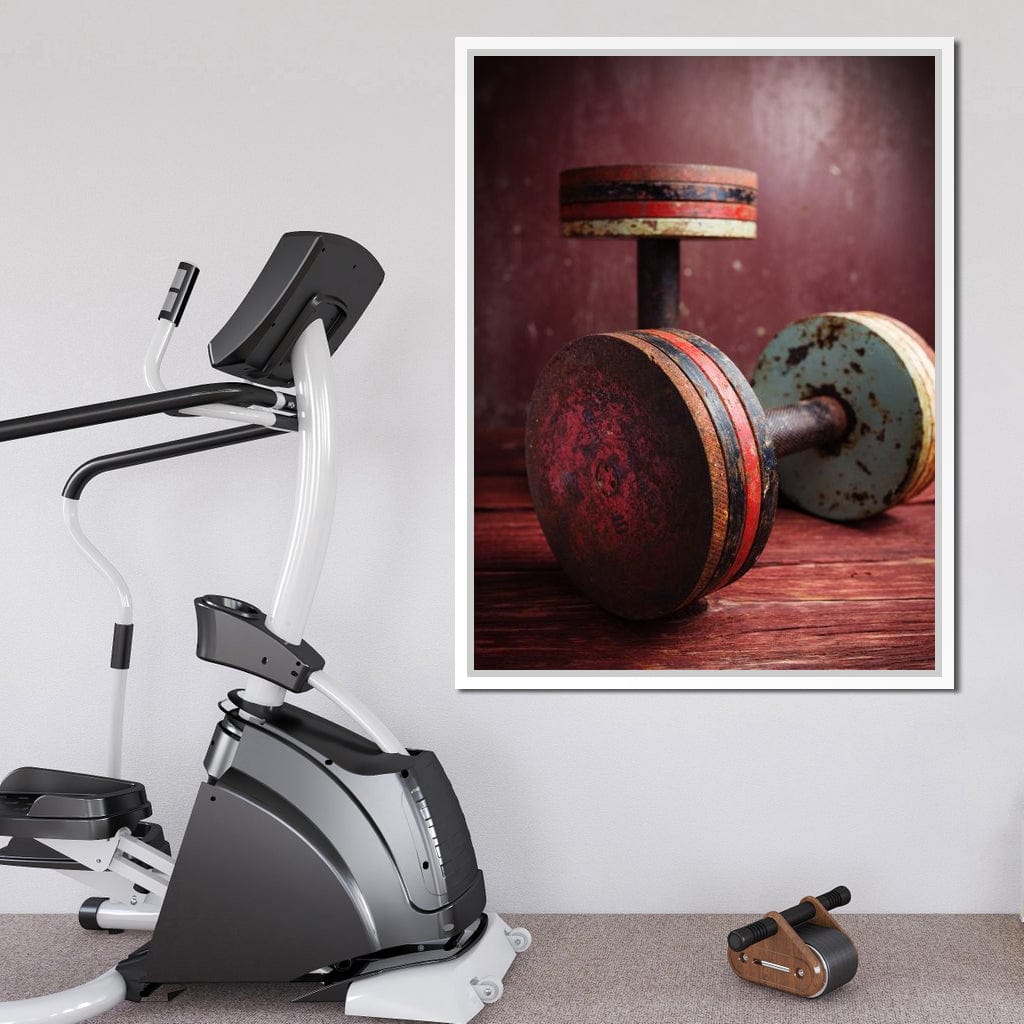 Rusty Dumbbells Canvas Wall Art