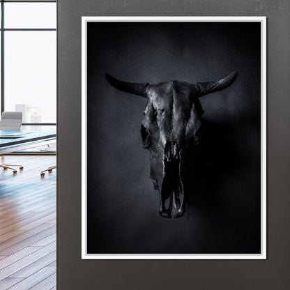 Black Bull Skull Canvas Wall Art