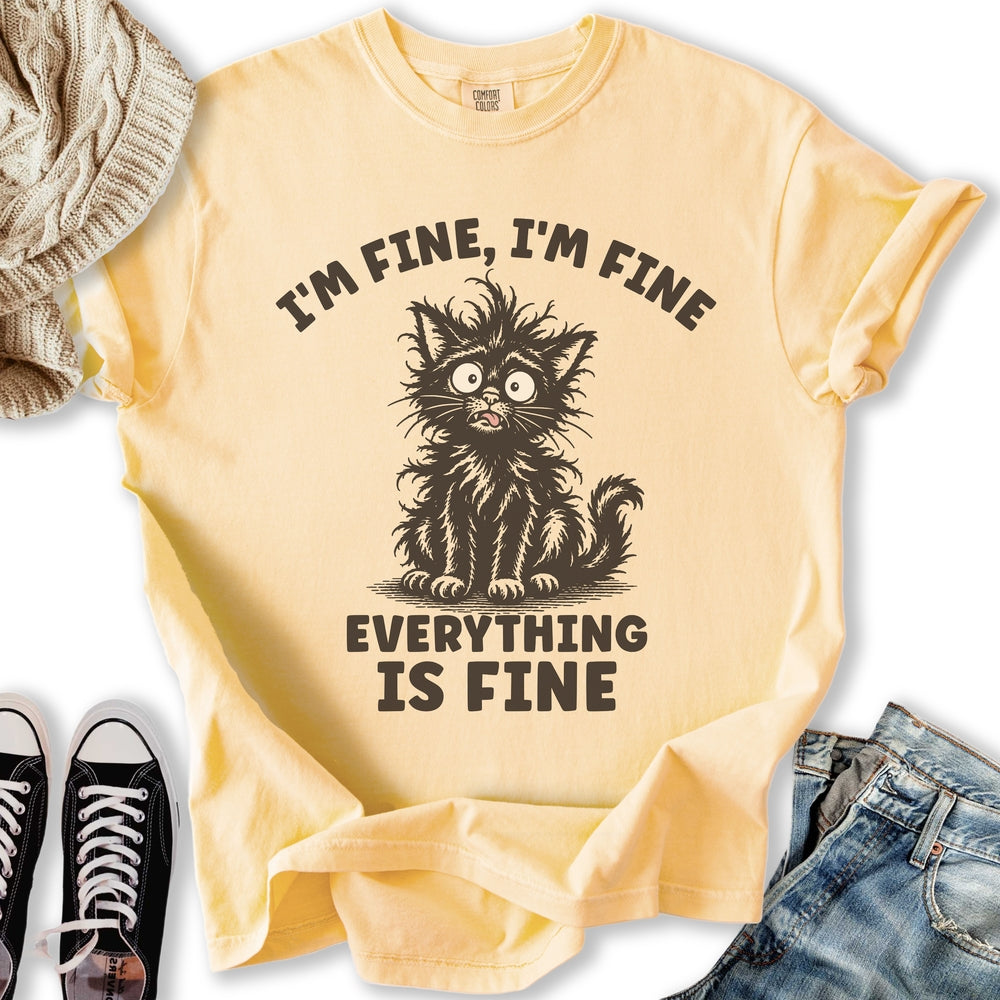 Everything Is Fine Cat Relaxed Tee