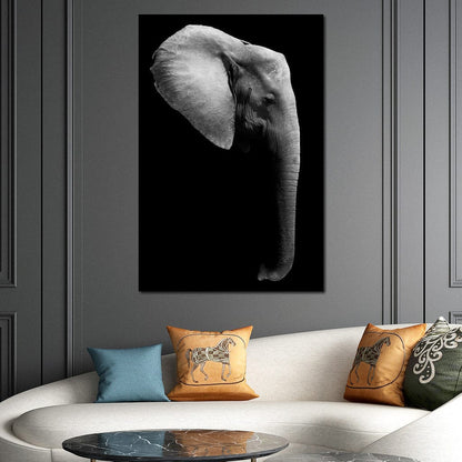 Black and White Elephant Head Canvas Wall Art
