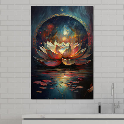 Midnight Lotus Flower Canvas Wall Art