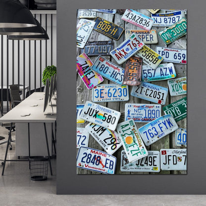 License Plates Canvas Wall Art