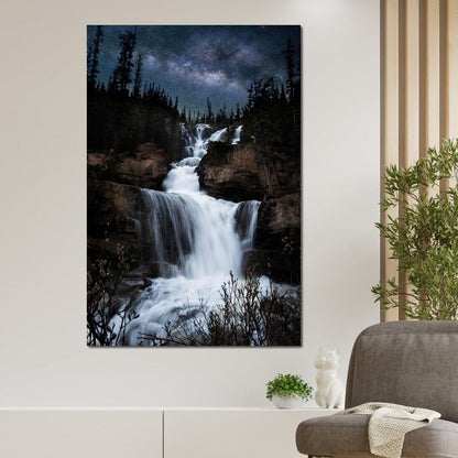 Milky Way Waterfall Canvas Wall Art
