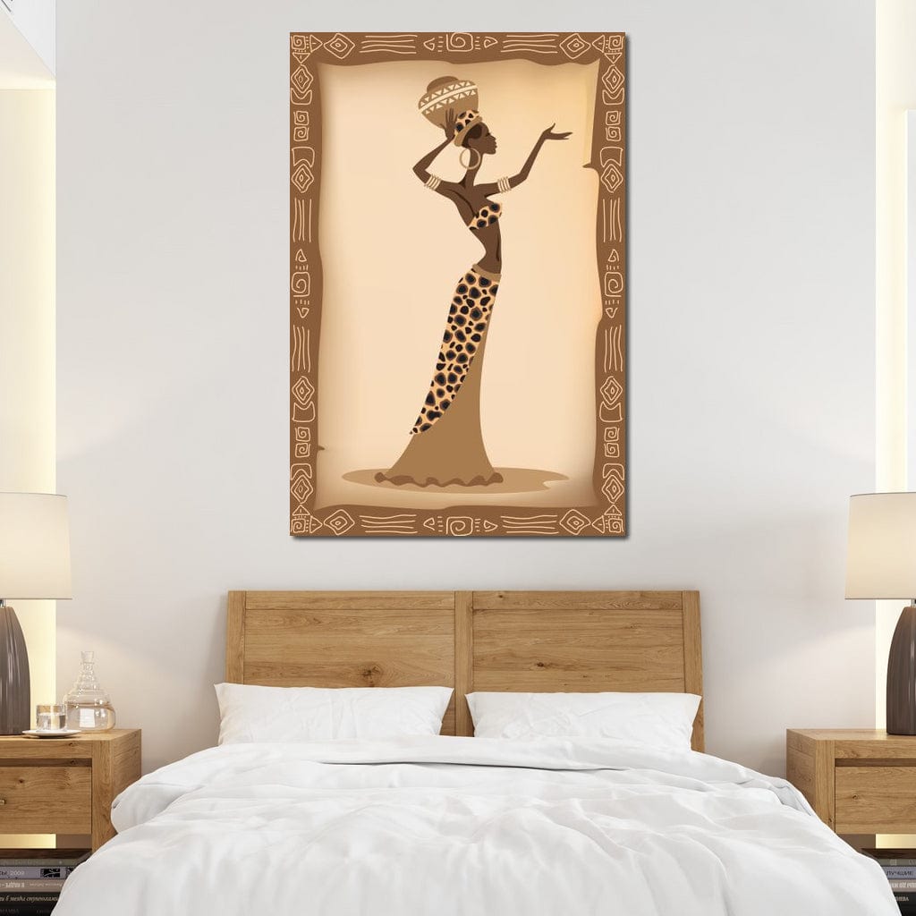 Traditional African Woman With Leopard Dress Canvas Wall Art