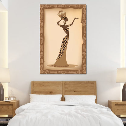 Traditional African Woman With Leopard Dress Canvas Wall Art