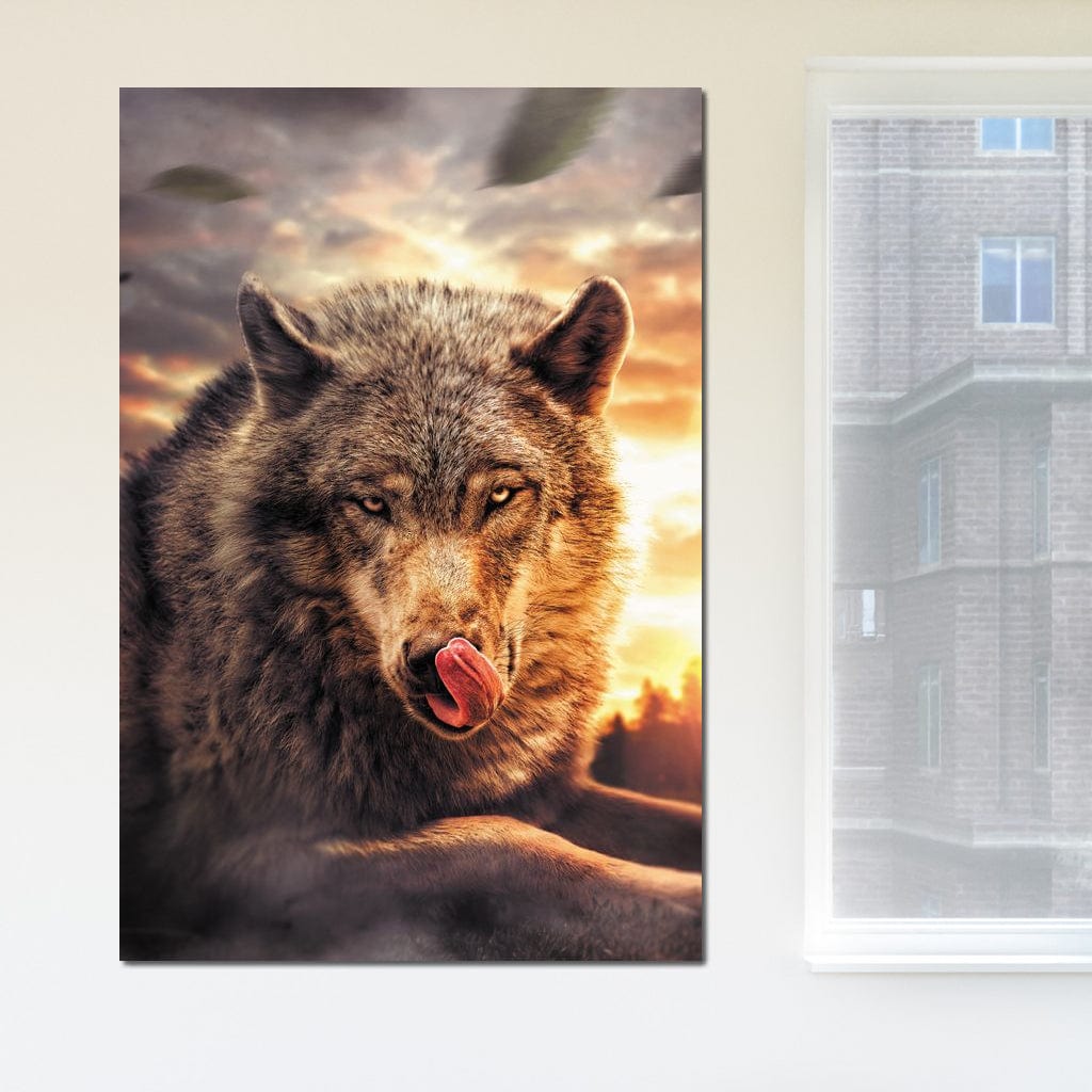 Wolf Sunset Canvas Wall Art