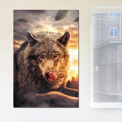 Wolf Sunset Canvas Wall Art