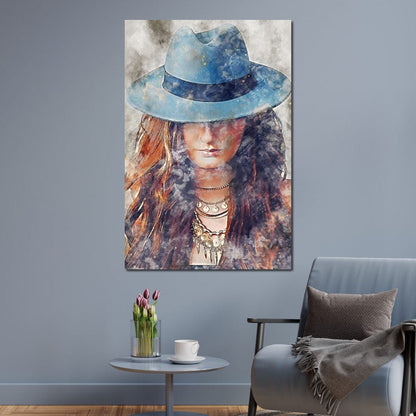 Girl in a Hat - Mateo Canvas Wall Art