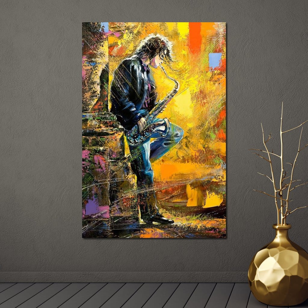 Man With Saxophone Canvas Wall Art