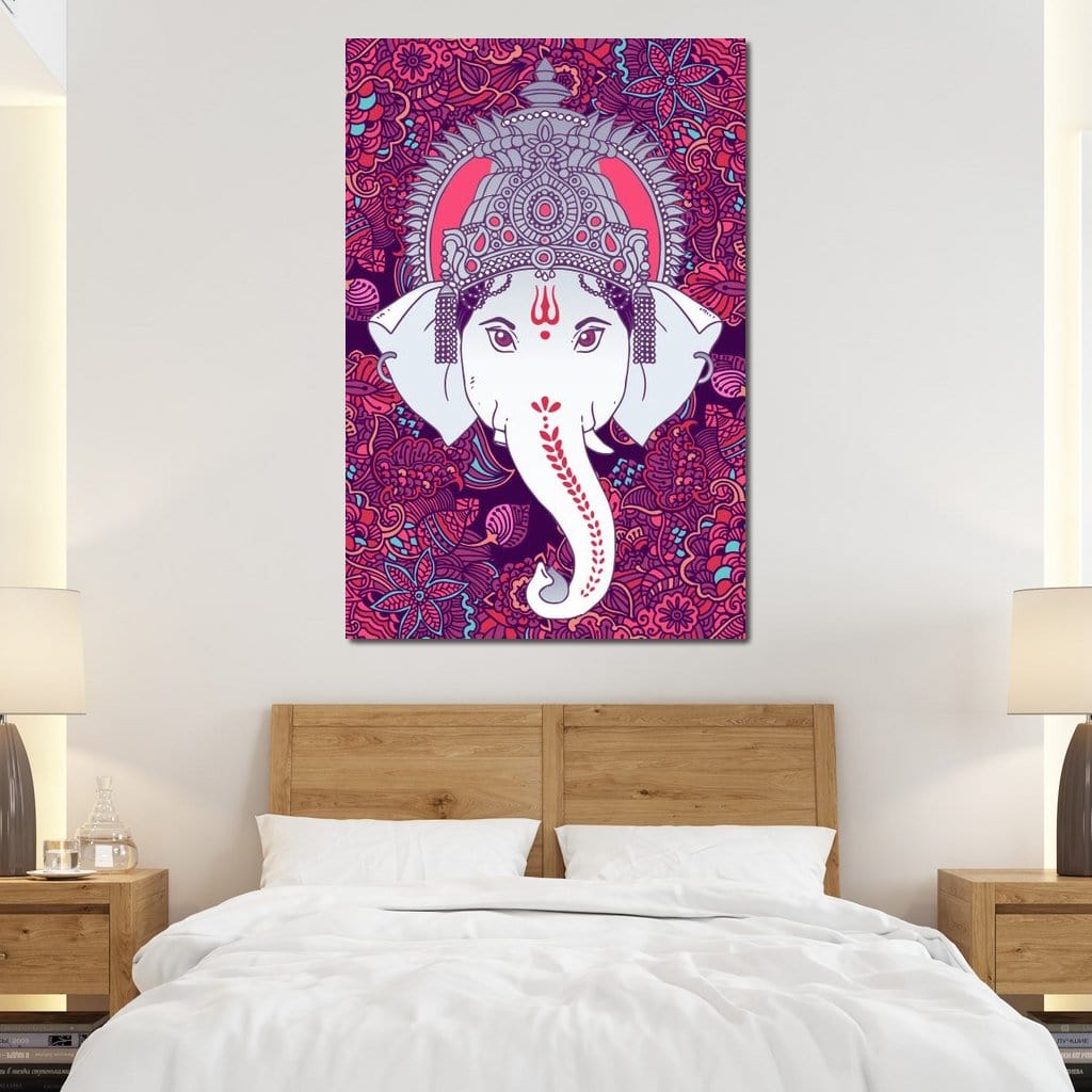 Hindu Lord Ganesha in Pink Canvas Wall Art