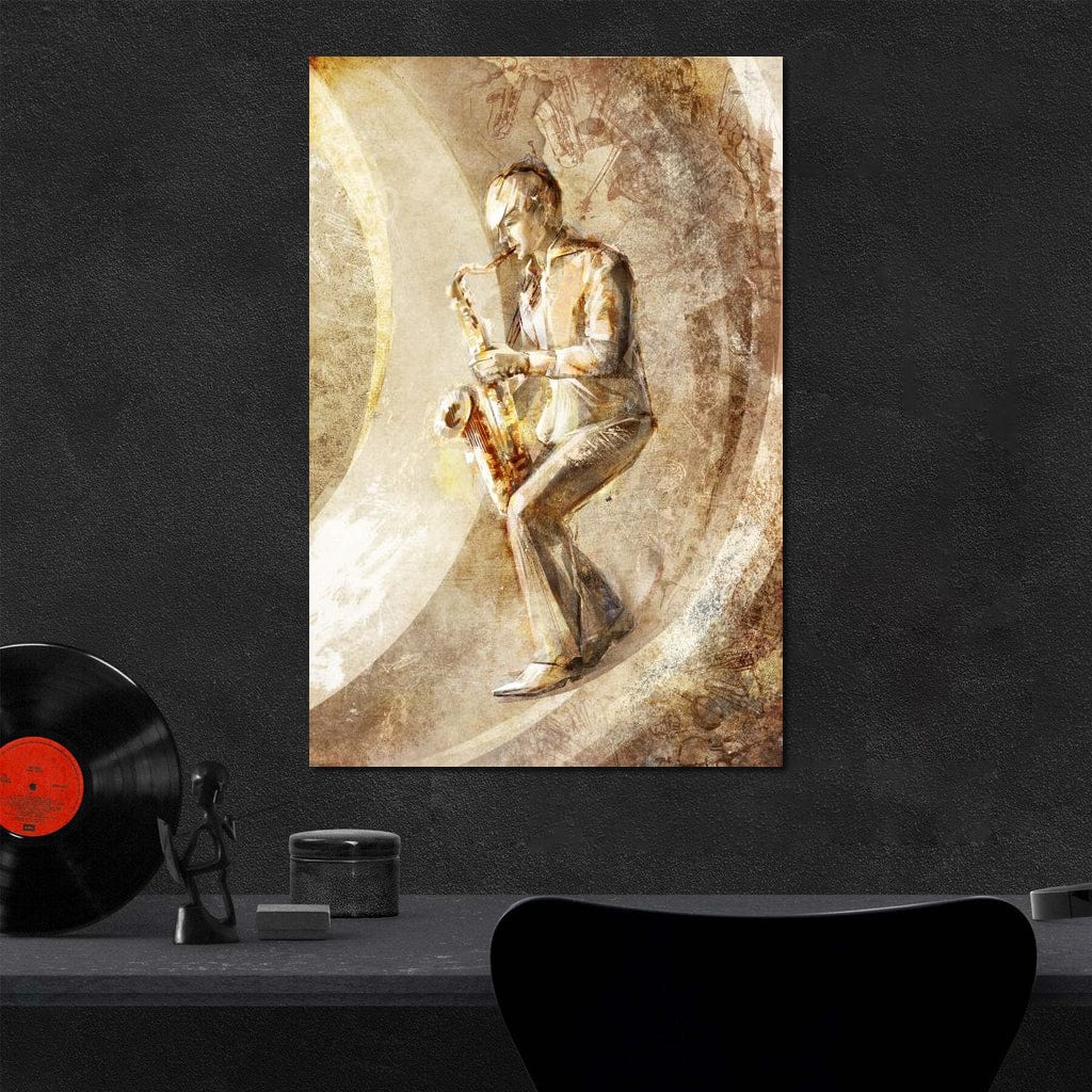 Playing the Saxophone Canvas Wall Art