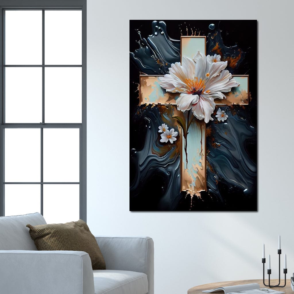 Floral Cross 02 Canvas Wall Art