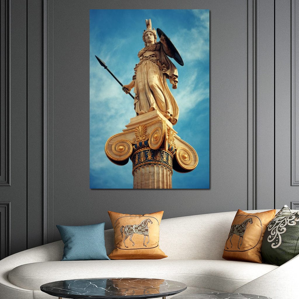 Athena Statue in Athens Canvas Wall Art