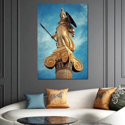 Athena Statue in Athens Canvas Wall Art