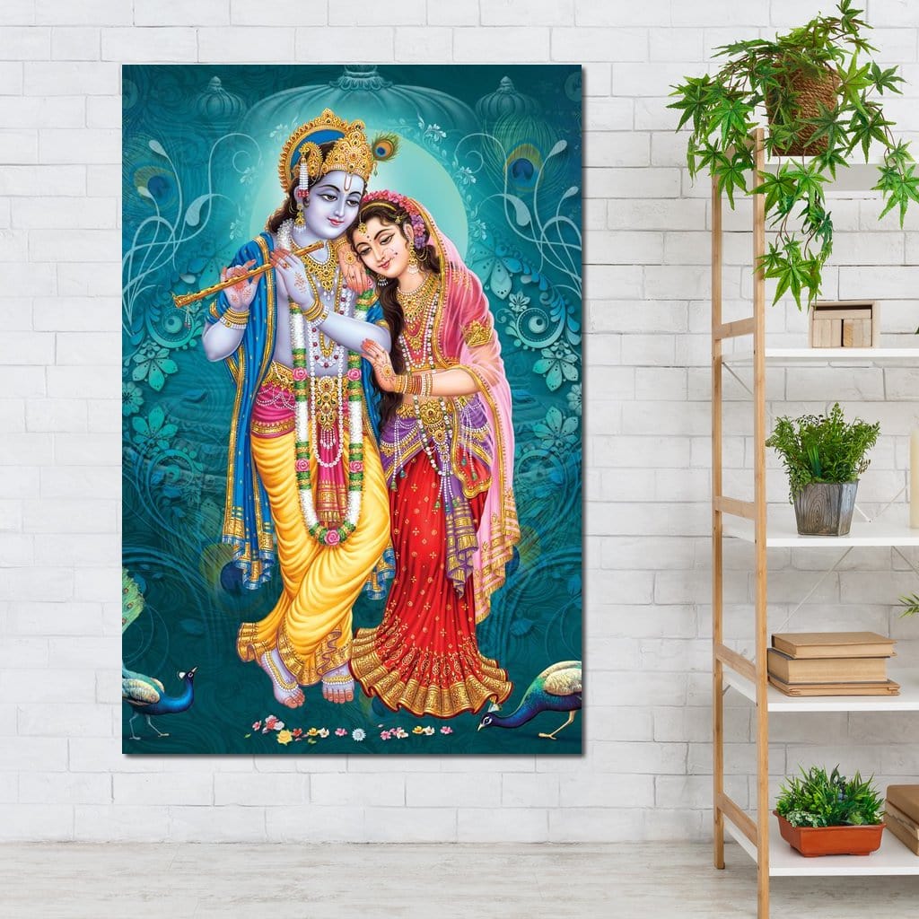 Radha & Krishna Couple Canvas Wall Art