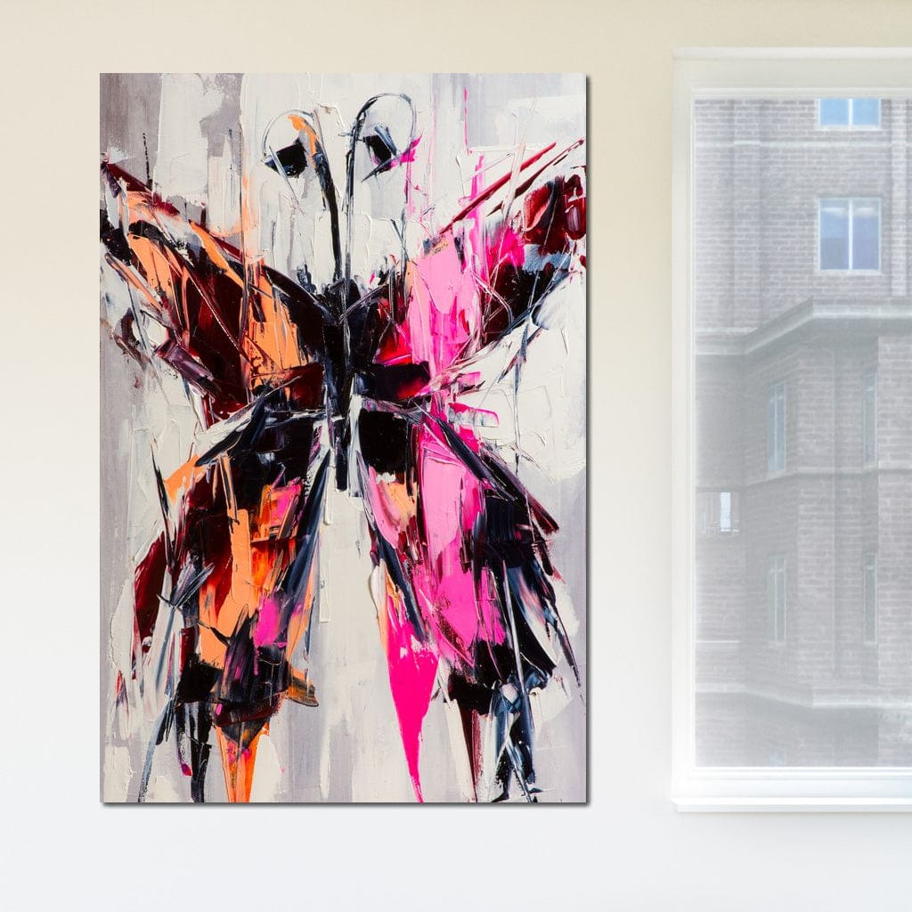 Orange & Pink Butterfly Canvas Wall Art
