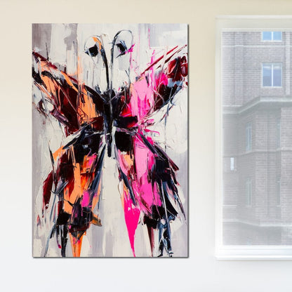 Orange & Pink Butterfly Canvas Wall Art