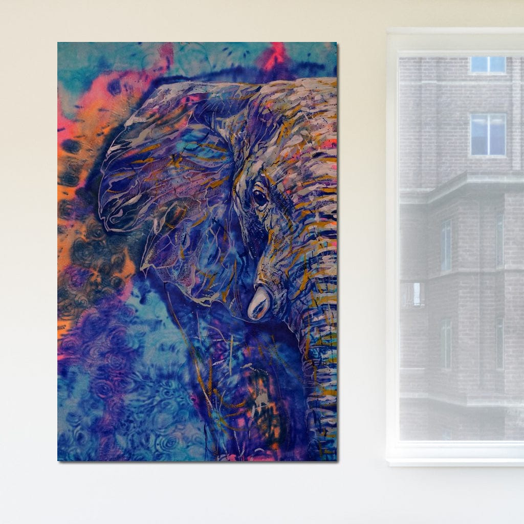 Blue Elephant Canvas Wall Art