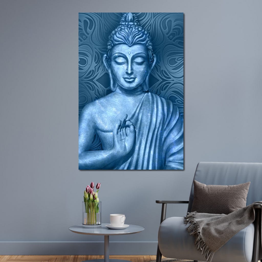 Blue Meditating Buddha Canvas Wall Art