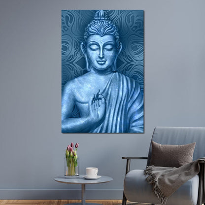 Blue Meditating Buddha Canvas Wall Art