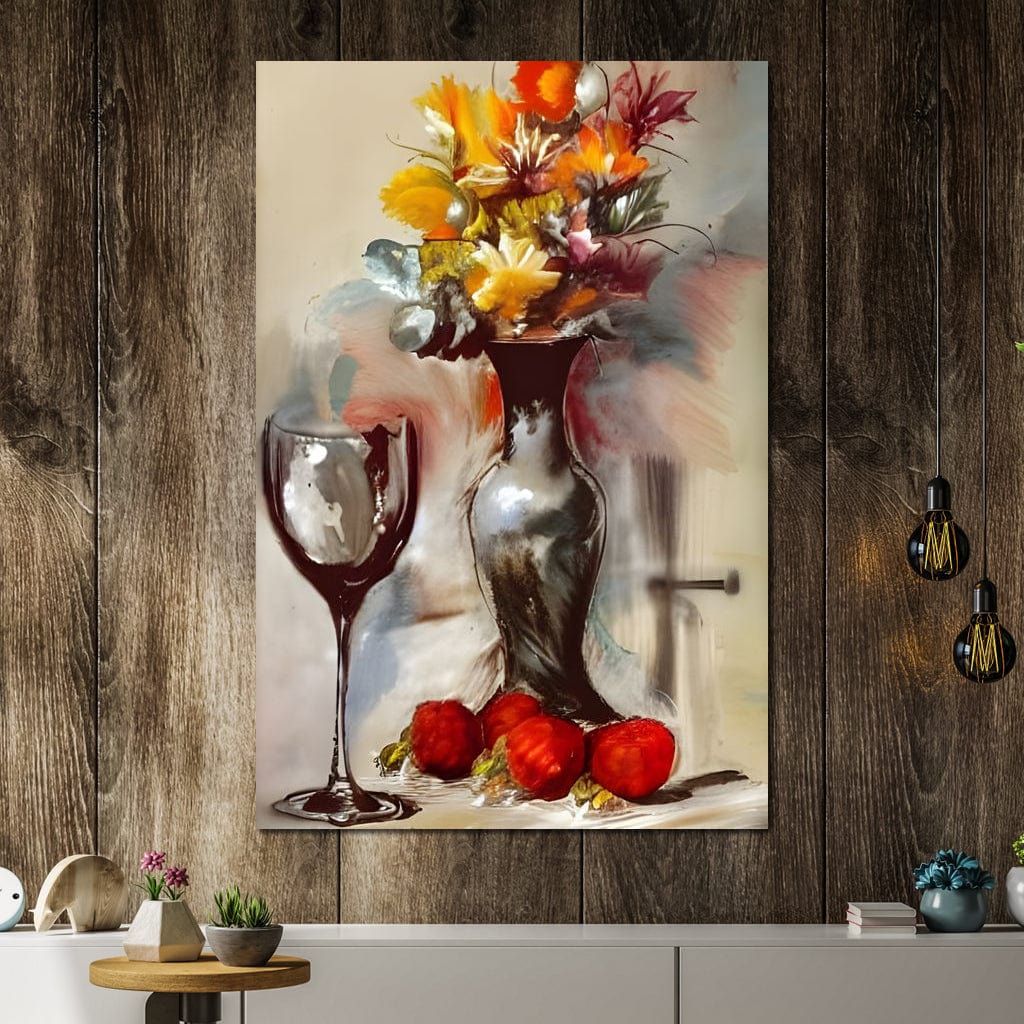 Abstract Wine & Flowers 02 Canvas Wall Art