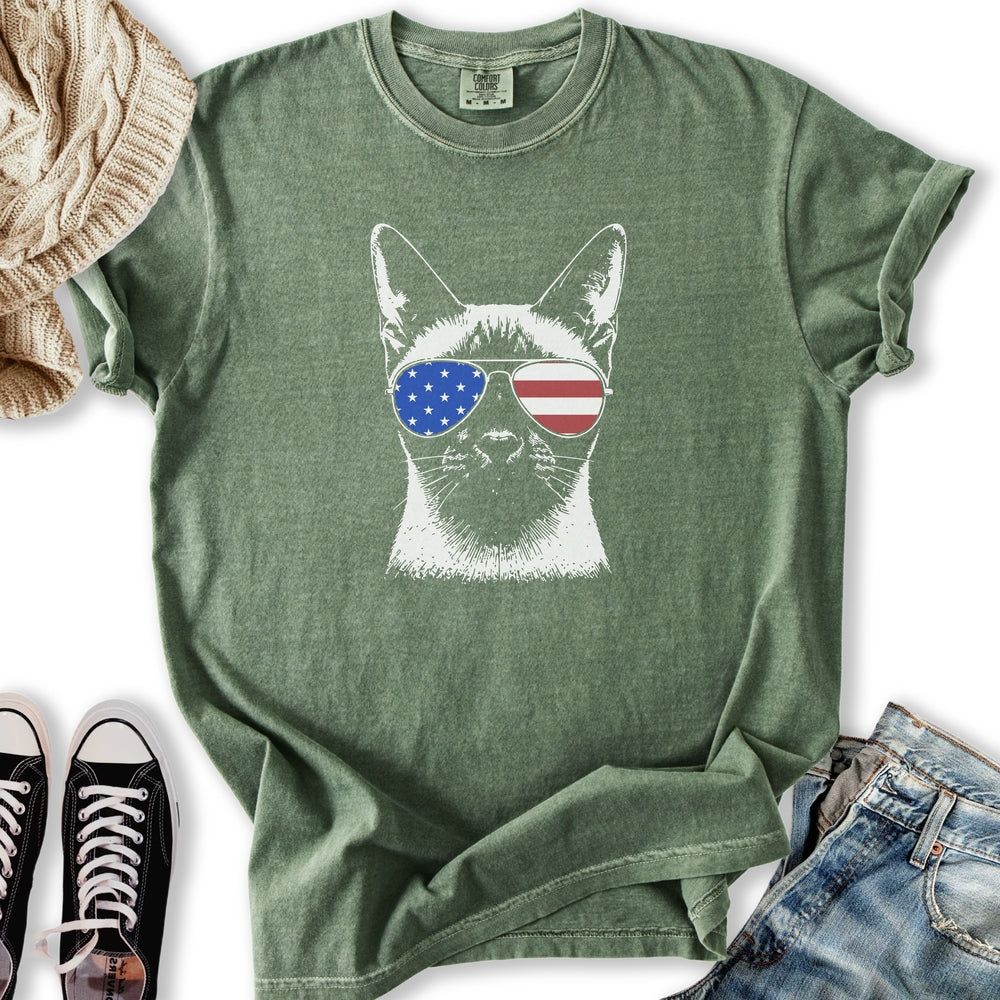 USA Aviator Siamese Cat Relaxed Tee