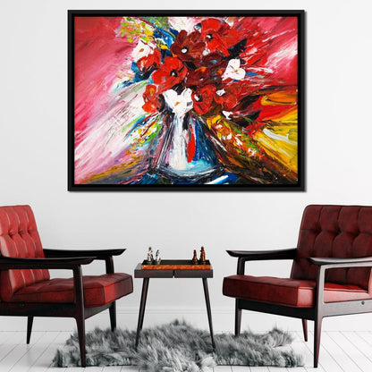 Red Flowers Bouquet Canvas Wall Art