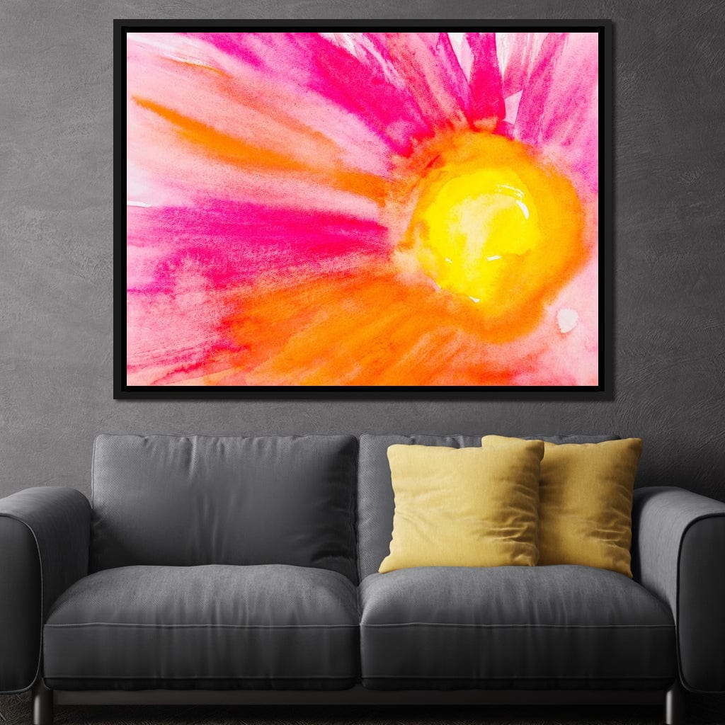 Pink & Orange Watercolor Flower Canvas Wall Art